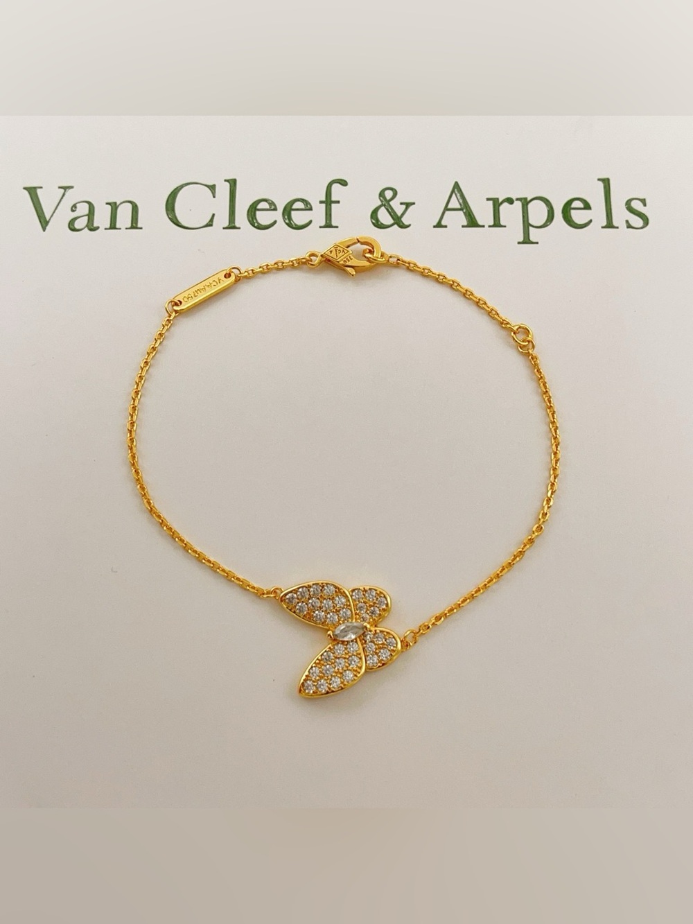 Van Cleef & Arpels Gold Butterfly Pavé Diamond Bracelet